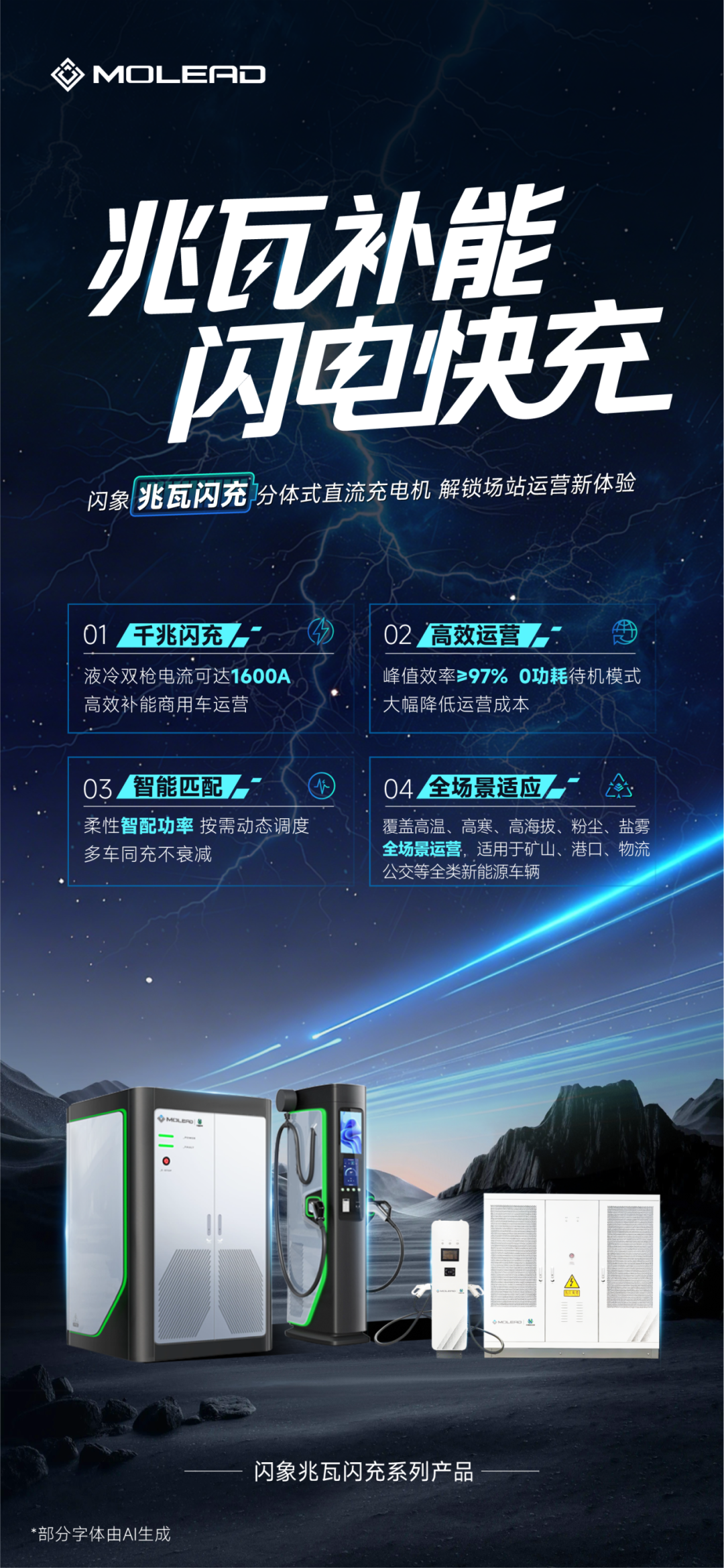 闪象兆瓦闪充分体式直流充电机｜全场景高效补能！